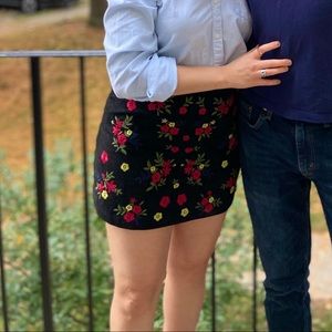 Floral Embroidered Mini Skirt